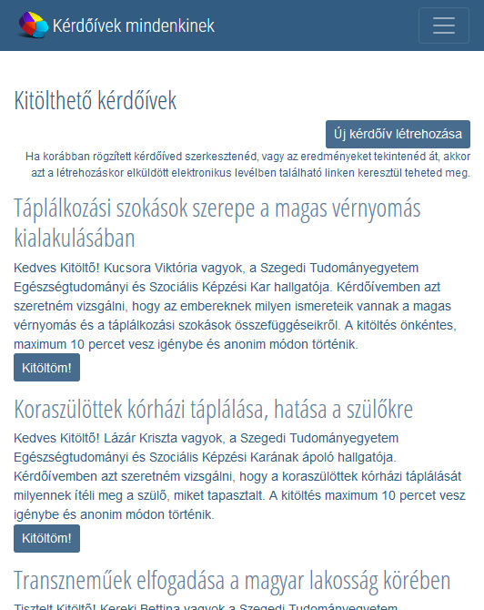 Kérdőívek mindenkinek