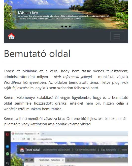 WordPress mintaoldal